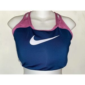 Nike Sports Bra Size Large Logo Blue Pink Workout Athletic Support